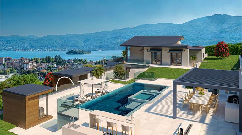MODERNE DESIGN-VILLA MIT SEEBLICK, POOL UND SPA  IN VERBANIA SUNA
