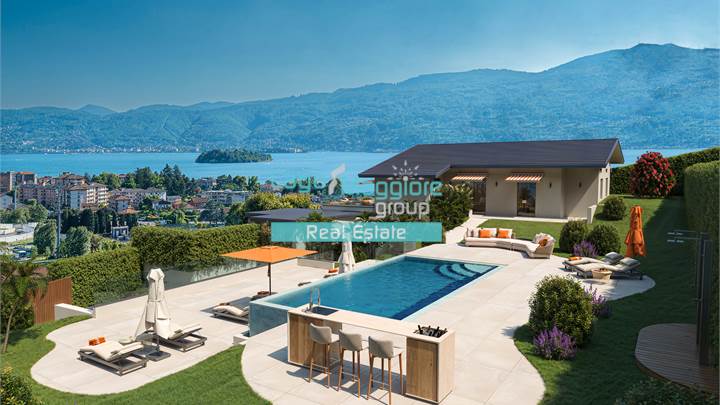 MODERNA VILLA A SUNA CON PISCINA E VISTA SUL GOLFO BORROMEO